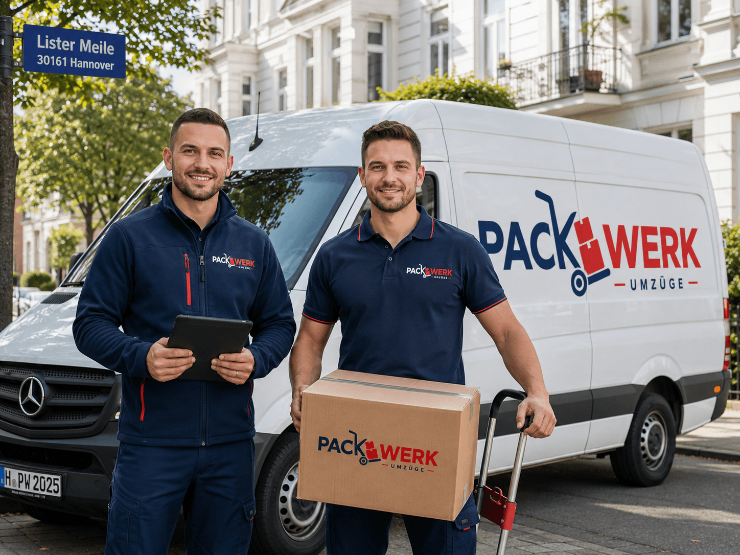 PackWerk Umzugsteam vor Transporter in Hannover